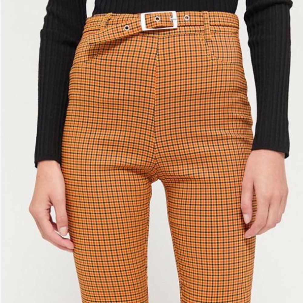 Urban Outfitters US 0 Neve Belted High-Waisted Cigarette Pant Orange Multi - Picture 2 of 16
